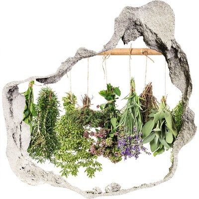 Autocollant à effet 3d trou Jardin d'herbes aromatiques caché dans un mur