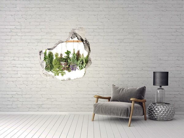 Autocollant à effet 3d trou Jardin d'herbes aromatiques caché dans un mur