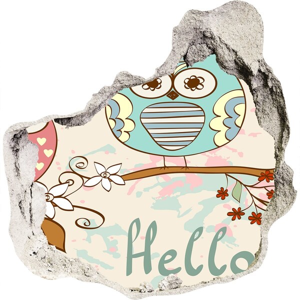 Sticker mural effet trou Hibou dans un trou dans le mur