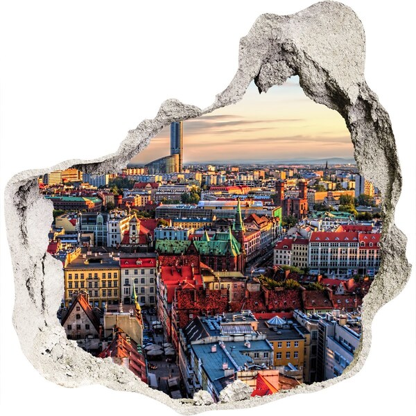 Sticker trou dans le mur Vue aérienne de la ville