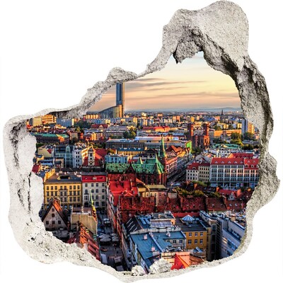 Sticker trou dans le mur Vue aérienne de la ville