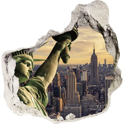Autocollant à effet 3d trou New York avec vue sur la Statue de la Liberté