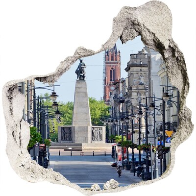 Sticker mural effet trou Rue avec un monument