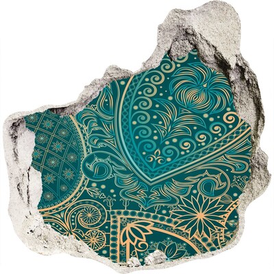 Sticker mural effet trou Motif bohème vert