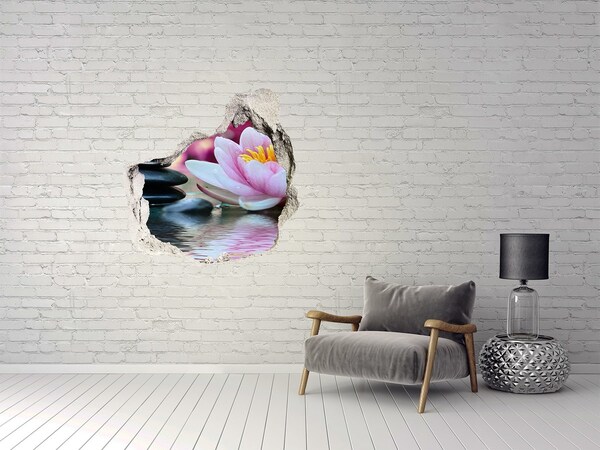 Sticker trou dans le mur Fleurs et pierres dans un jardin zen