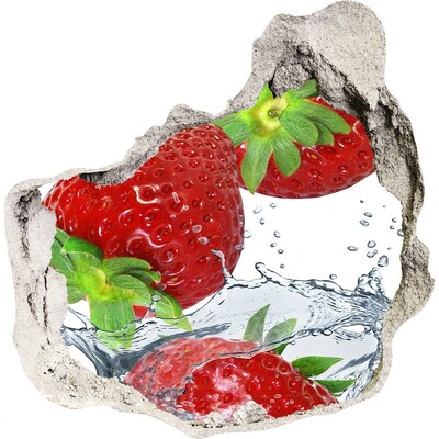 Autocollant à effet 3d trou Des fraises juteuses dans une explosion d'eau