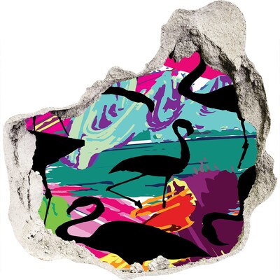 Autocollant mural trou Flamants roses sur une plage tropicale