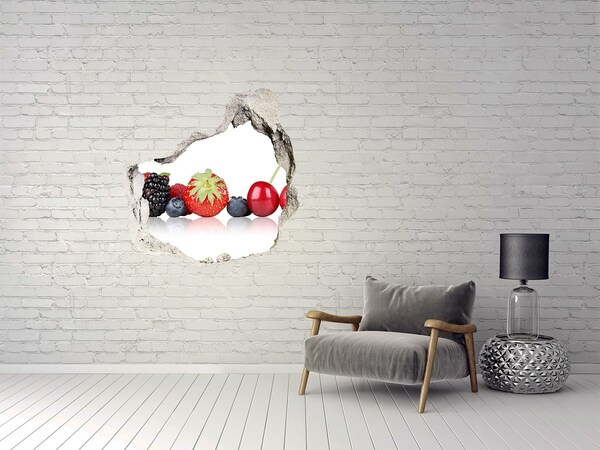 Sticker mural effet trou Des fruits dans un trou dans le mur