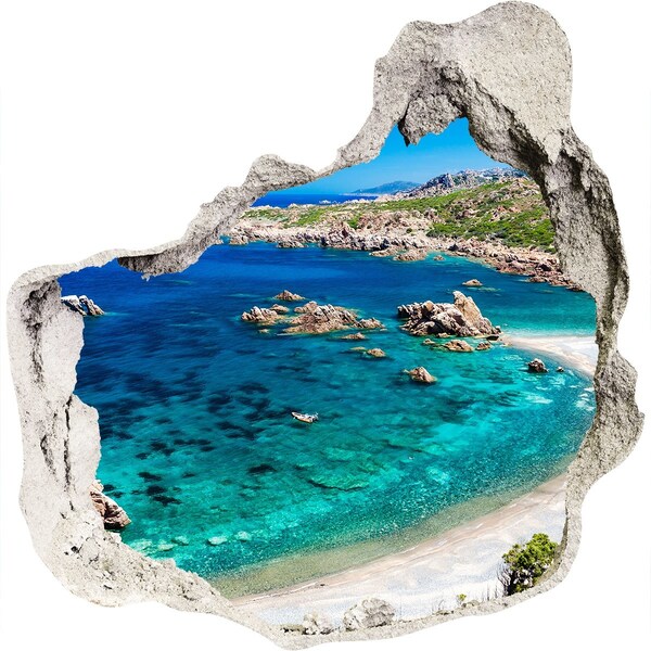 Sticker mural effet trou Baie des Caraïbes