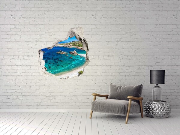 Sticker mural effet trou Baie des Caraïbes