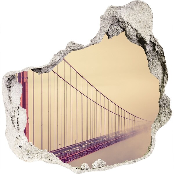 Sticker mural effet trou Le pont du Golden Gate dans les nuages