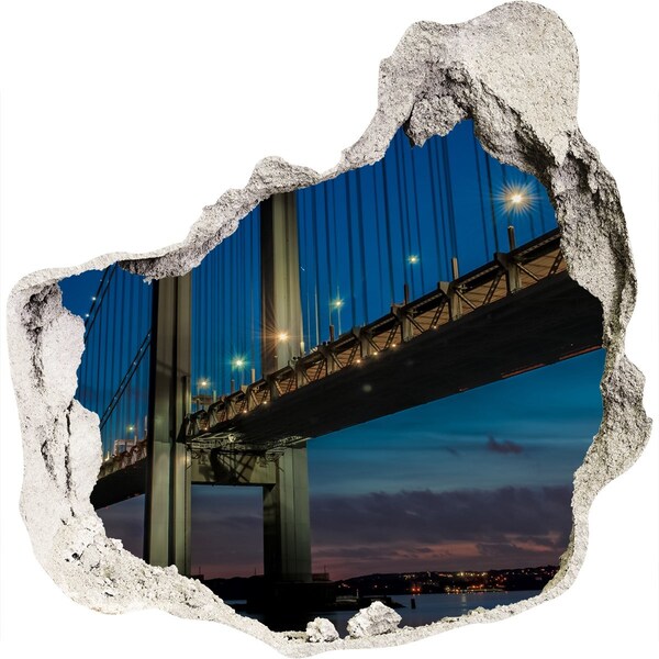 Sticker mural effet trou Le pont dans le paysage nocturne