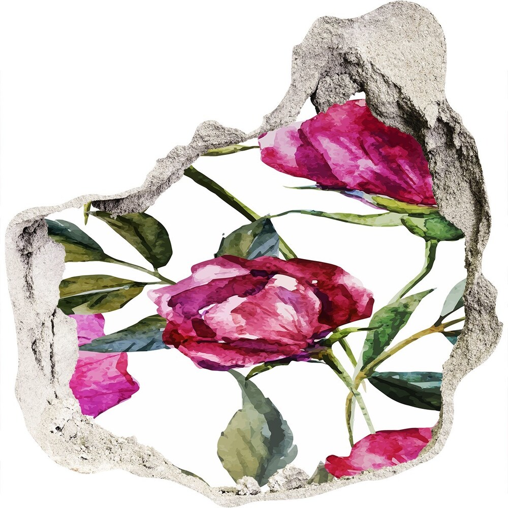 Autocollant à effet 3d trou Pivoines roses grès