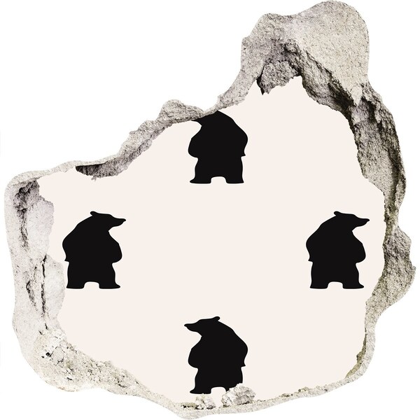 Sticker mural effet trou Des ours noirs contre un mur en ruine