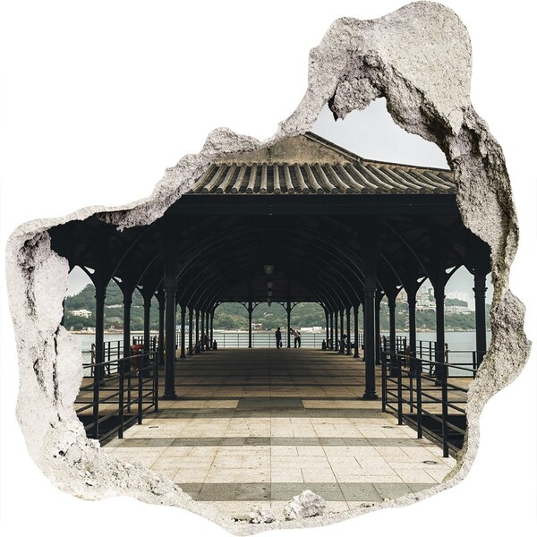 Autocollant mural trou Vue de la jetée sur l'eau