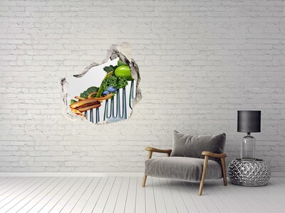 Sticker mural effet trou Le monde culinaire derrière le mur