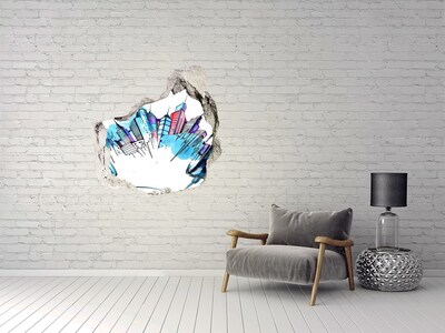 Autocollant à effet 3d trou Une ville moderne en ruines