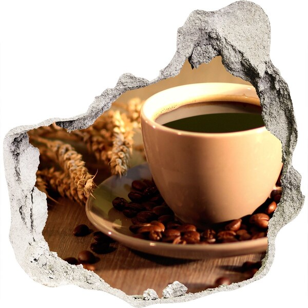 Sticker mural effet trou Café avec des grains