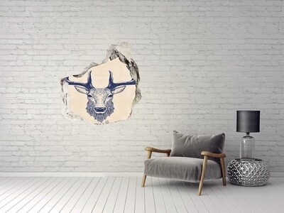 Sticker mural effet trou Tête de cerf grès