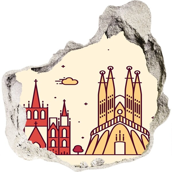 Sticker mural effet trou architecture catalane