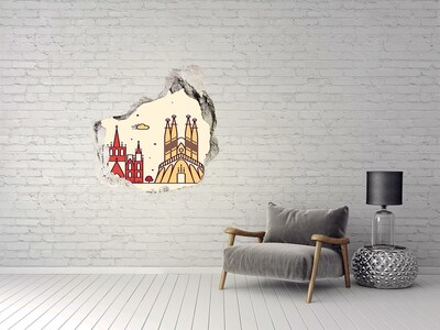 Sticker mural effet trou architecture catalane
