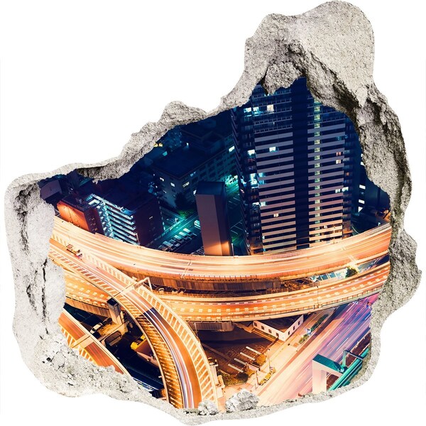 Sticker trou dans le mur Vue de la ville la nuit