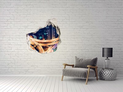 Sticker trou dans le mur Vue de la ville la nuit