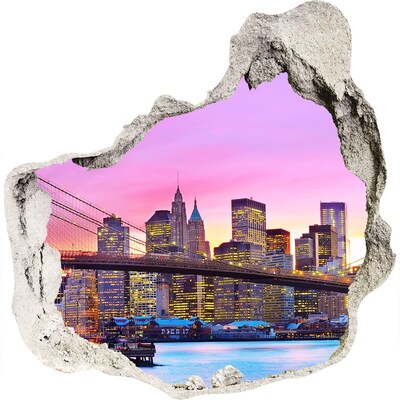 Sticker trou dans le mur La silhouette de New York au coucher du soleil