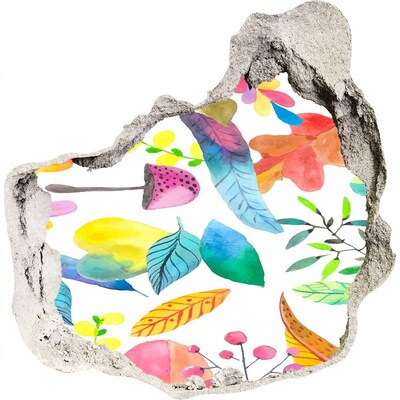 Sticker trou dans le mur Fresque florale à travers un trou dans le mur