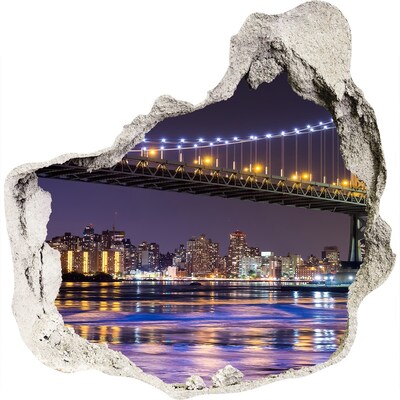 Sticker mural effet trou Le pont la nuit