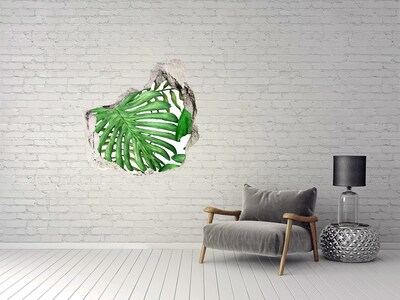 Sticker mural effet trou Feuilles de monstera grès