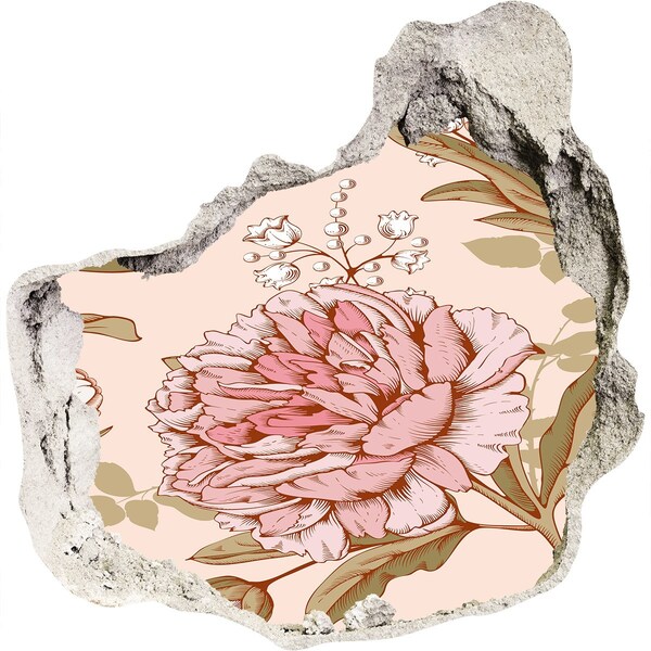 Autocollant à effet 3d trou Motif floral sur fond rose