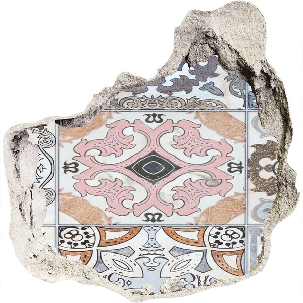 Autocollant à effet 3d trou Un sol usé avec des carreaux colorés