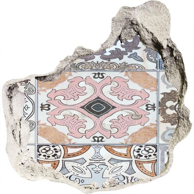 Autocollant à effet 3d trou Un sol usé avec des carreaux colorés