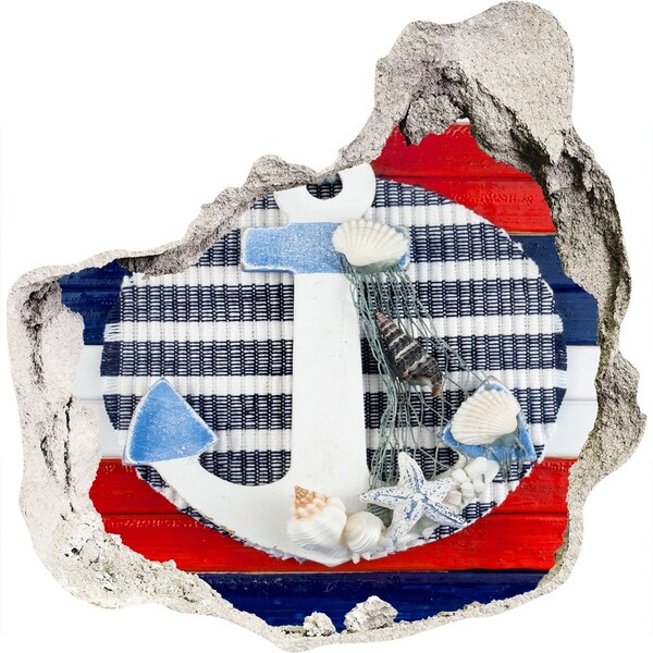 Autocollant mural trou Aventure en mer avec des coquillages