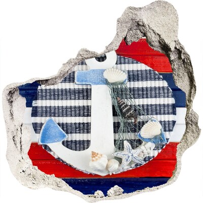 Autocollant mural trou Aventure en mer avec des coquillages