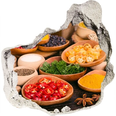 Sticker mural effet trou Une cuisine pleine d'épices