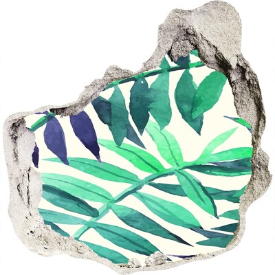 Autocollant à effet 3d trou Jungle verte derrière le mur