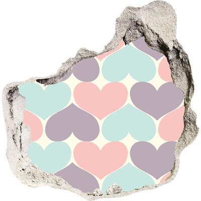 Sticker mural effet trou Cœur en béton