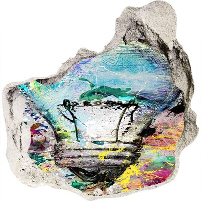 Autocollant mural trou Un mur abîmé avec une lampe