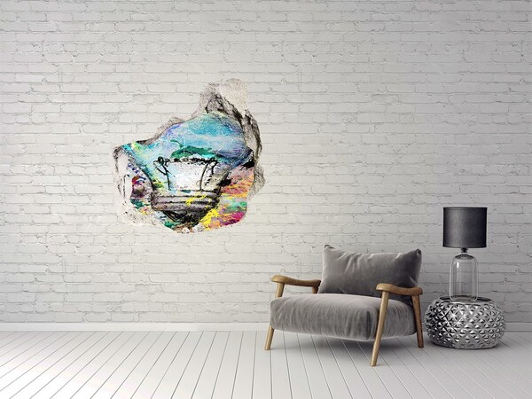 Autocollant mural trou Un mur abîmé avec une lampe