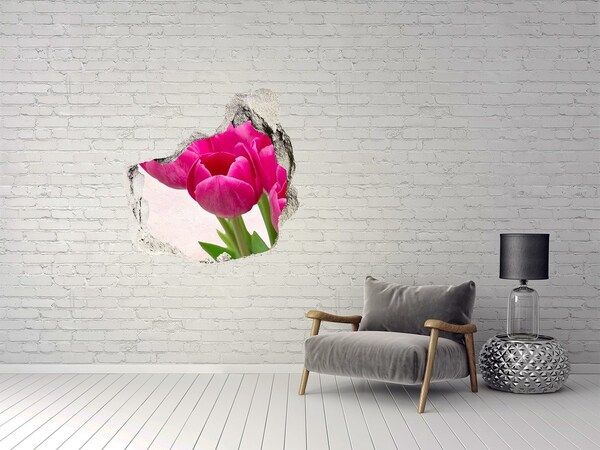 Autocollant mural trou Fleurs de couleur rose