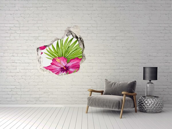 Autocollant mural trou Paradis tropical avec des hibiscus