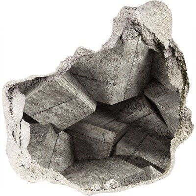 Autocollant à effet 3d trou Un mur endommagé donnant sur un espace en béton