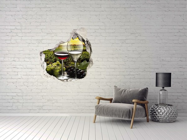 Sticker mural effet trou Du vin dans le vignoble