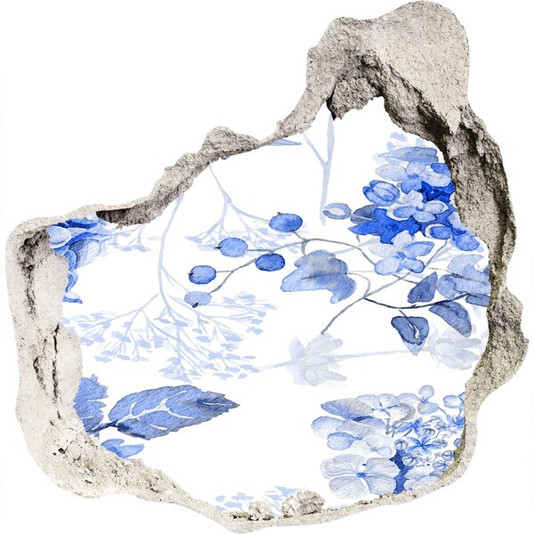 Autocollant mural trou Vue sur les fleurs à travers un trou dans le mur