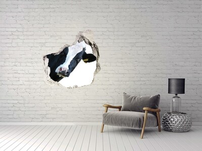 Autocollant mural trou Vache dans un trou dans le mur