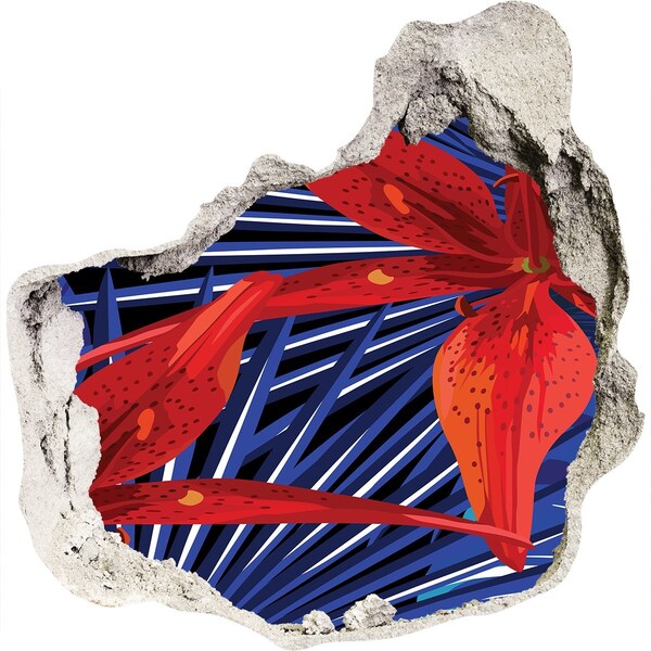 Sticker mural effet trou Une explosion florale de couleurs