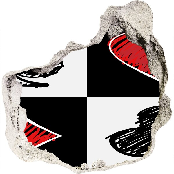 Autocollant mural trou Mur délabré avec des accents rouges