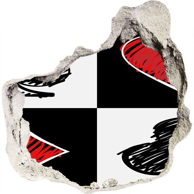 Autocollant mural trou Mur délabré avec des accents rouges